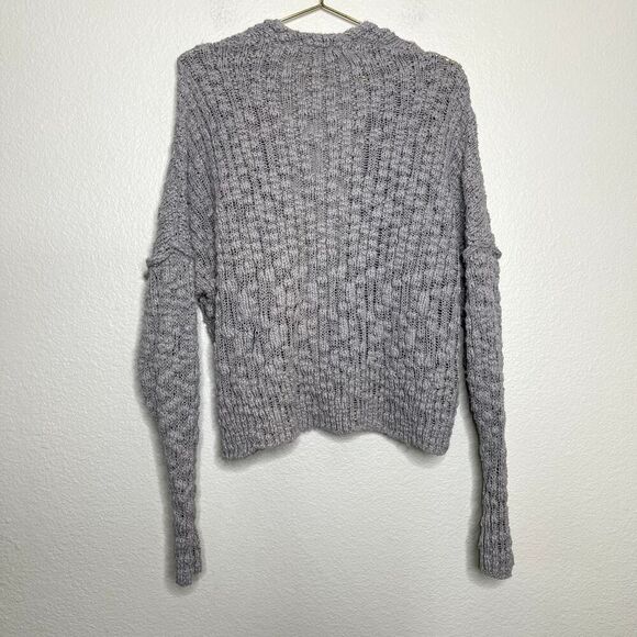 Free People Sweater Sz Small Textured Knit Cardigan Gray Fun Times Granny Core - Picture 6 of 6